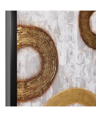 2-Piece Gold and Brown Metal with Black Rectangle Frame Wall Decor Set