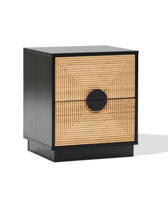 2-Drawer Manufactured Wood Mid-Century Modern Boho Side Table with Storage