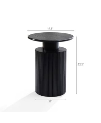 Black Finish Fir and MDF Wood Accent Round Table