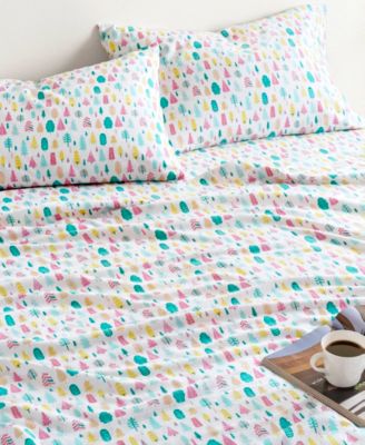 Novelty Printed Flannel 4-Pc. Sheet Set, Queen