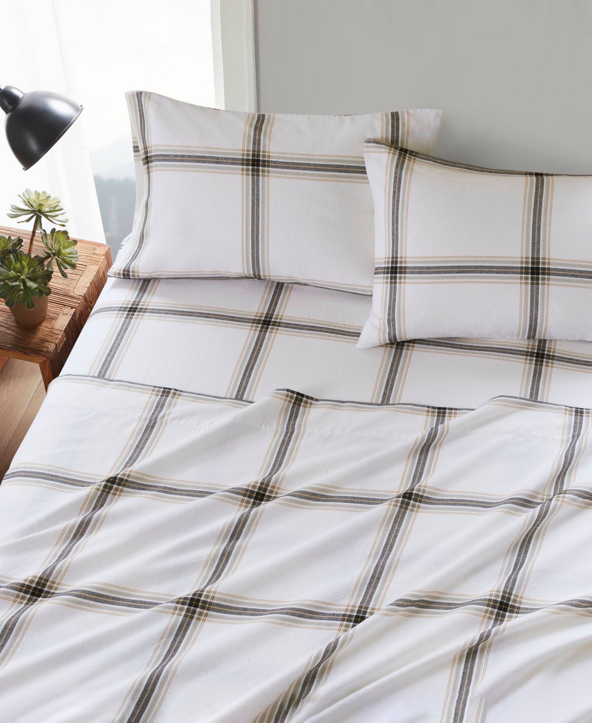 Woolrich Printed Flannel 3-pc. Sheet Set, Twin In Tan Plaid