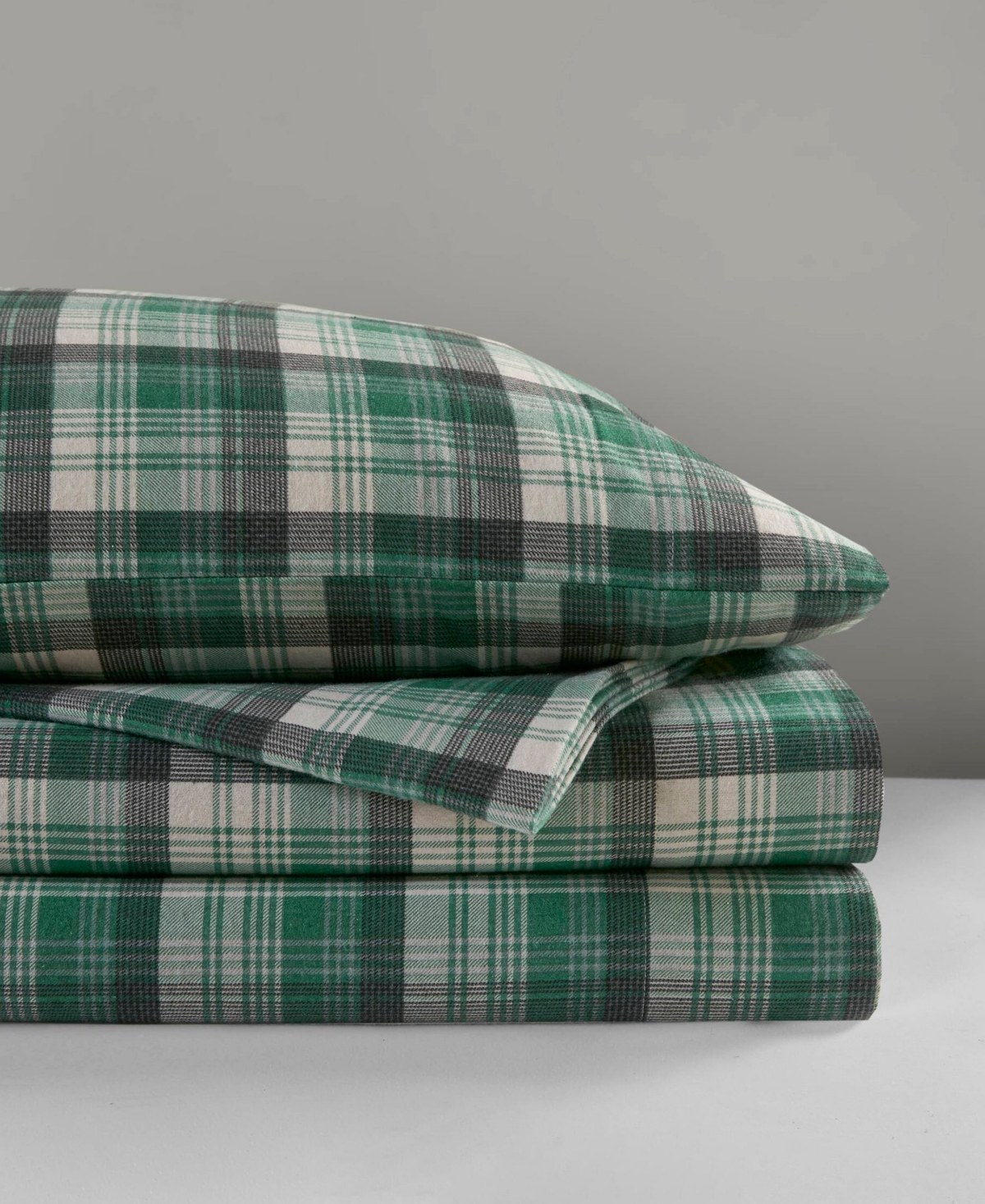 Woolrich Printed Flannel 4-pc. Sheet Set, Full In Green Plaid