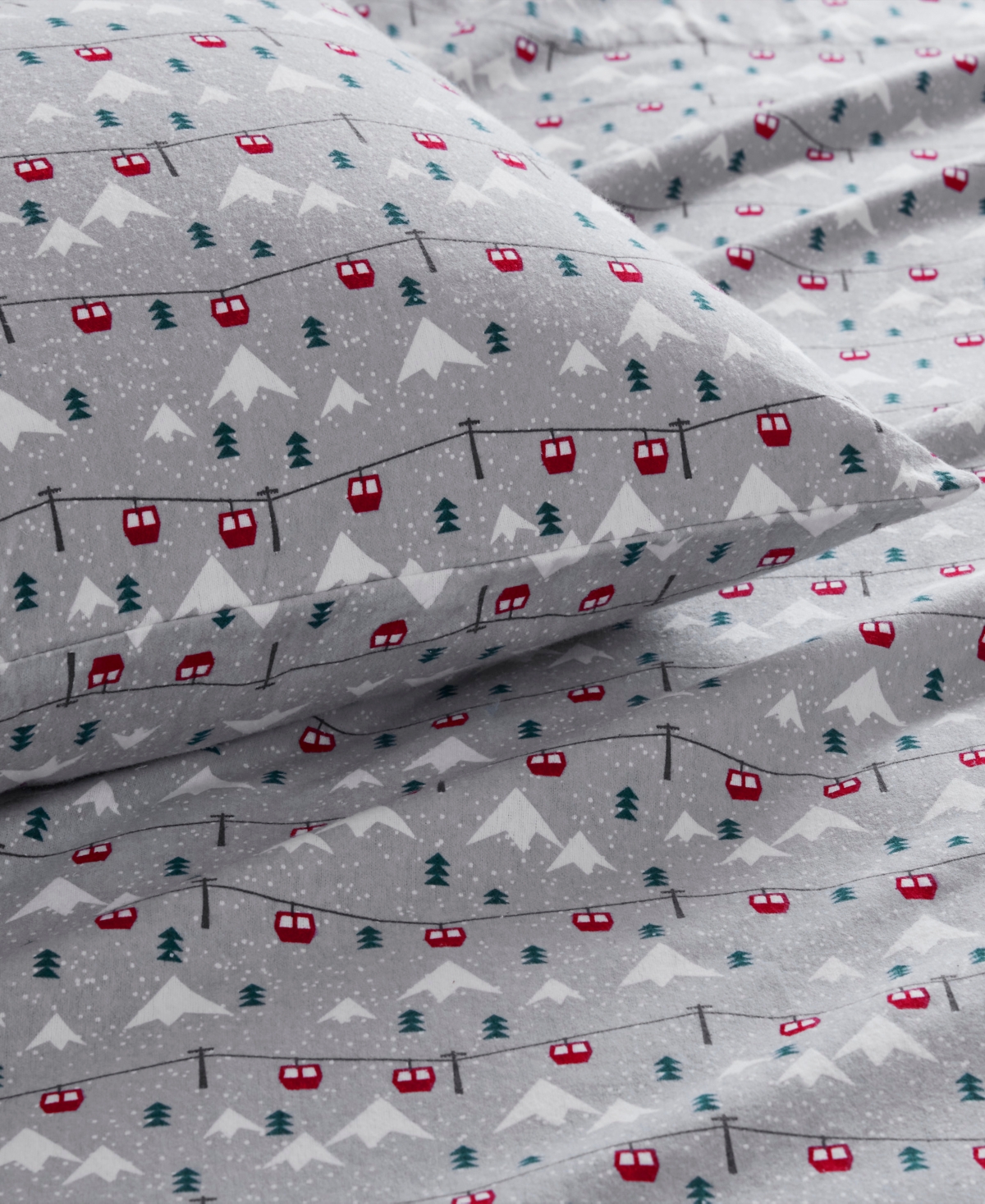 Woolrich Printed Flannel 4-pc. Sheet Set, California King In Grey Ski Jump