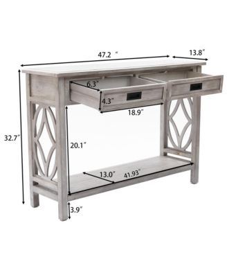 Gray Wood 2-Drawer 1-Shelf Console and Entry Table