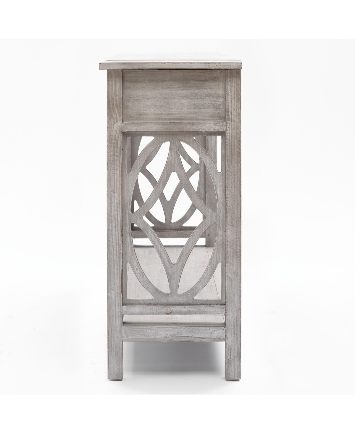 LUXENHOME GRAY WOOD 2-DRAWER 1-SHELF CONSOLE AND ENTRY TABLE 