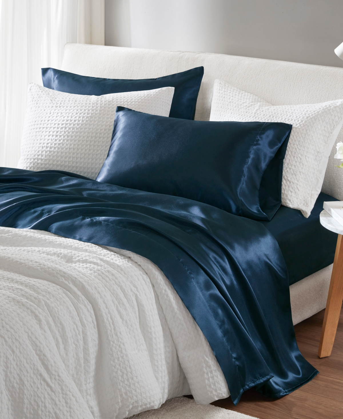 Madison Park Essentials Satin 6-pc. Sheet Set, California King In Midnight Blue