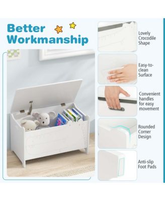 Kids Toy Box with Safety Hinge Wood Storage Chest Flip-Top Storage Organizer