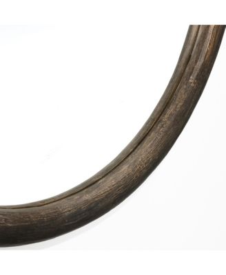 32-Inch Round Brown Crater MgO Frame Wall Mirror