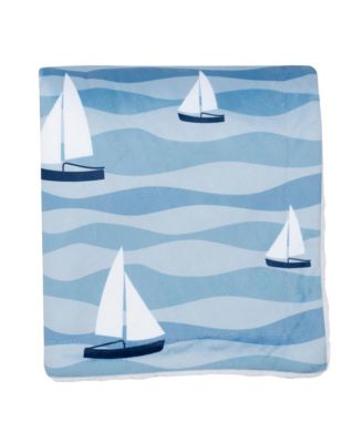 Little Skipper Soft Luxury Nautical Sailboat Fleece Baby Blanket