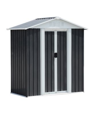 Outdoor Waterproof Garden Tool Storage Sheds 5FTx3FT Apex Roof Grey With Aluminum alloy frame And Sliding doors