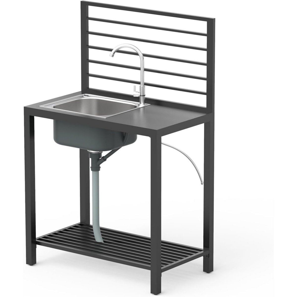 Streamdale Outdoor Kitchen Island w/Sink, Storage & Cover - Grey