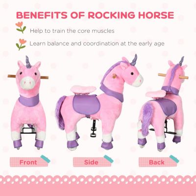 Ride On Real Walking Unicorn with Sparkly Horn, Soft Plush Ride On Rocking Horse Bearing 176lbs, Imaginative Interactive Toy for Kids, Unicorn Gifts