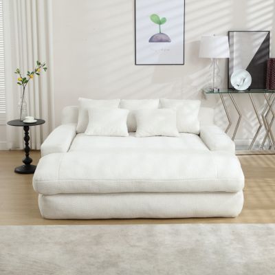 Chenille 2-Seater Sofa with Back Pillows for Living Room