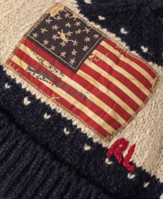 Vintage Ralph Lauren Beige Knit Beanie with Flag Patch Polo Ralph Lauren Bold Logo Flag Beanie | Bloomingdale main image 2