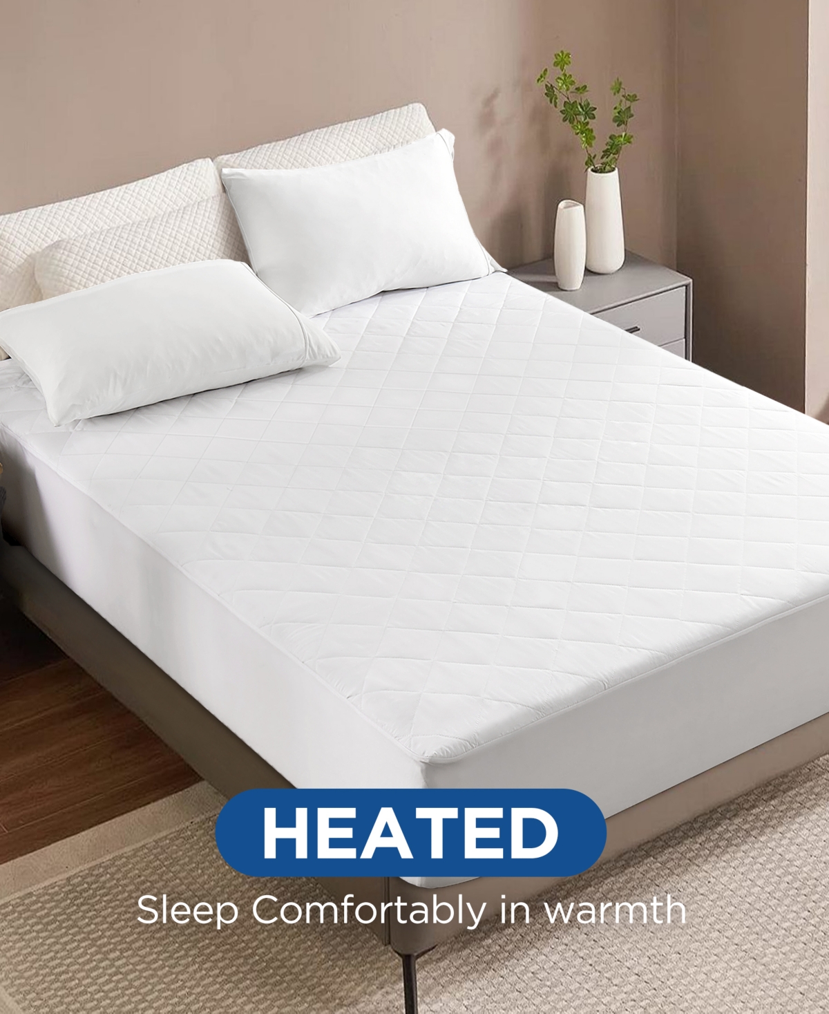 Sealy Heated Cotton Mattress Pad, King In White