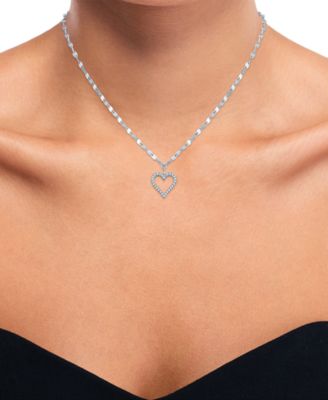 Diamond Open Heart 18" Pendant Necklace (1/10 ct. t.w.) in Sterling Silver or 14k Gold-Plated Sterling Silver