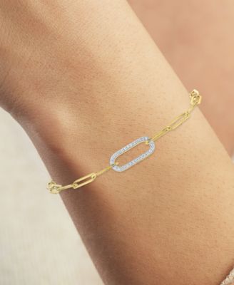 2-Pc. Set Diamond Paperclip Link Collar Necklace & Bracelet (1/4 ct. t.w.) in 14k Gold-Plated Sterling Silver