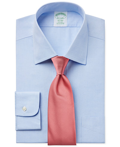 Brooks Brothers Milano Extra Slim-Fit Non-Iron Light Blue Dress Shirt and Repp Solid Tie