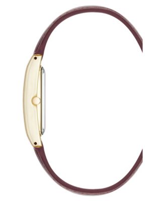 Women's Quartz Signature Red Crocograin Leather and Gold-Tone Alloy Metal Watch, 25mm