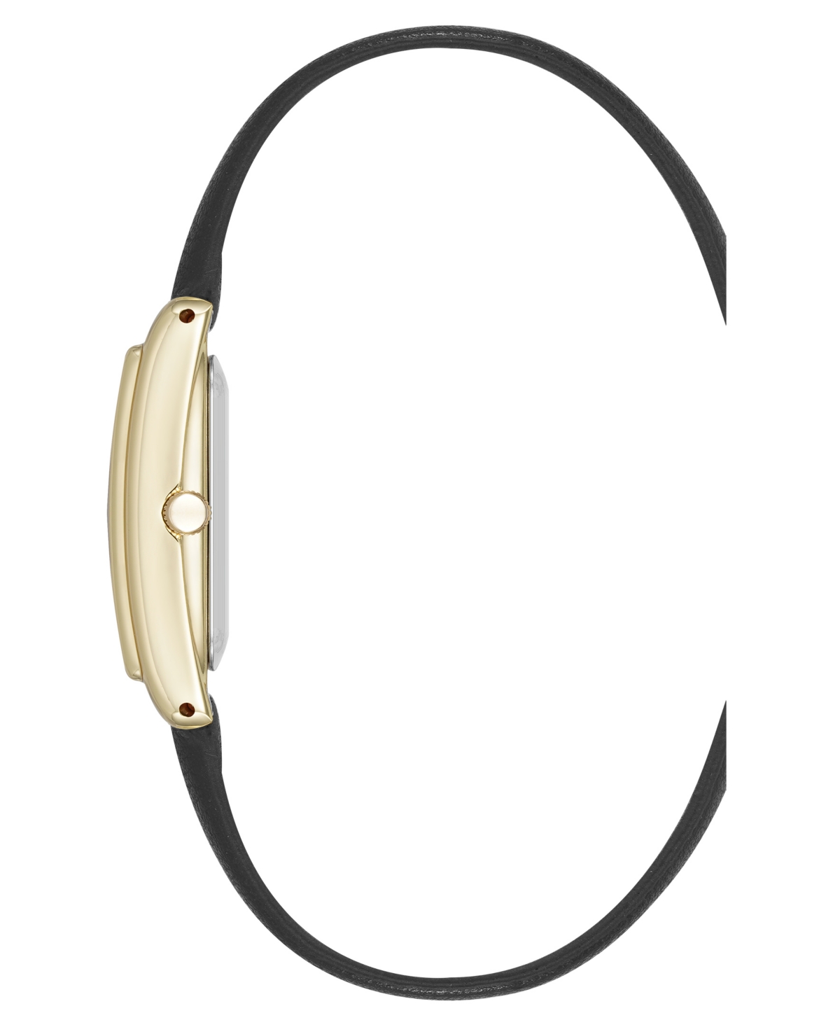 Anne Klein Women's Quartz Rectangular Black Faux Leather And Gold-tone Alloy Metal Watch, 24mm In Black,gold-tone