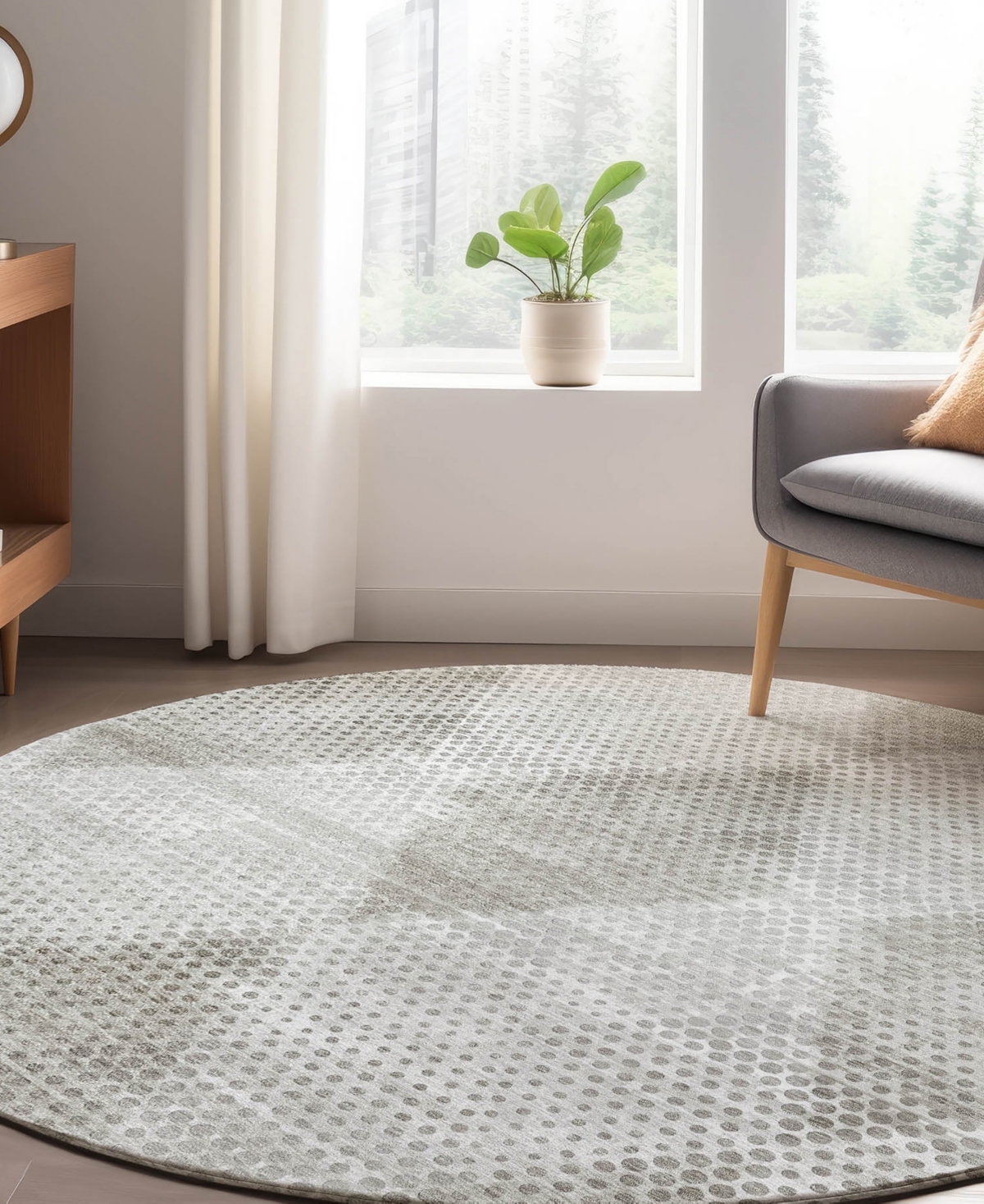 Dalyn Trevi Washable Tv4 8'x8' Round Area Rug In Gray