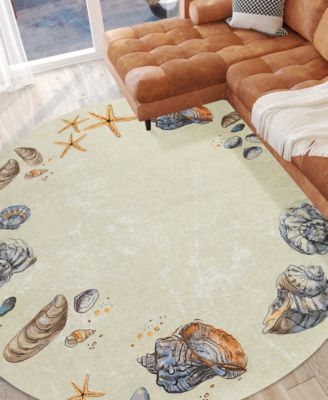 Seabreeze Washable SZ9 8'x8' Round Area Rug