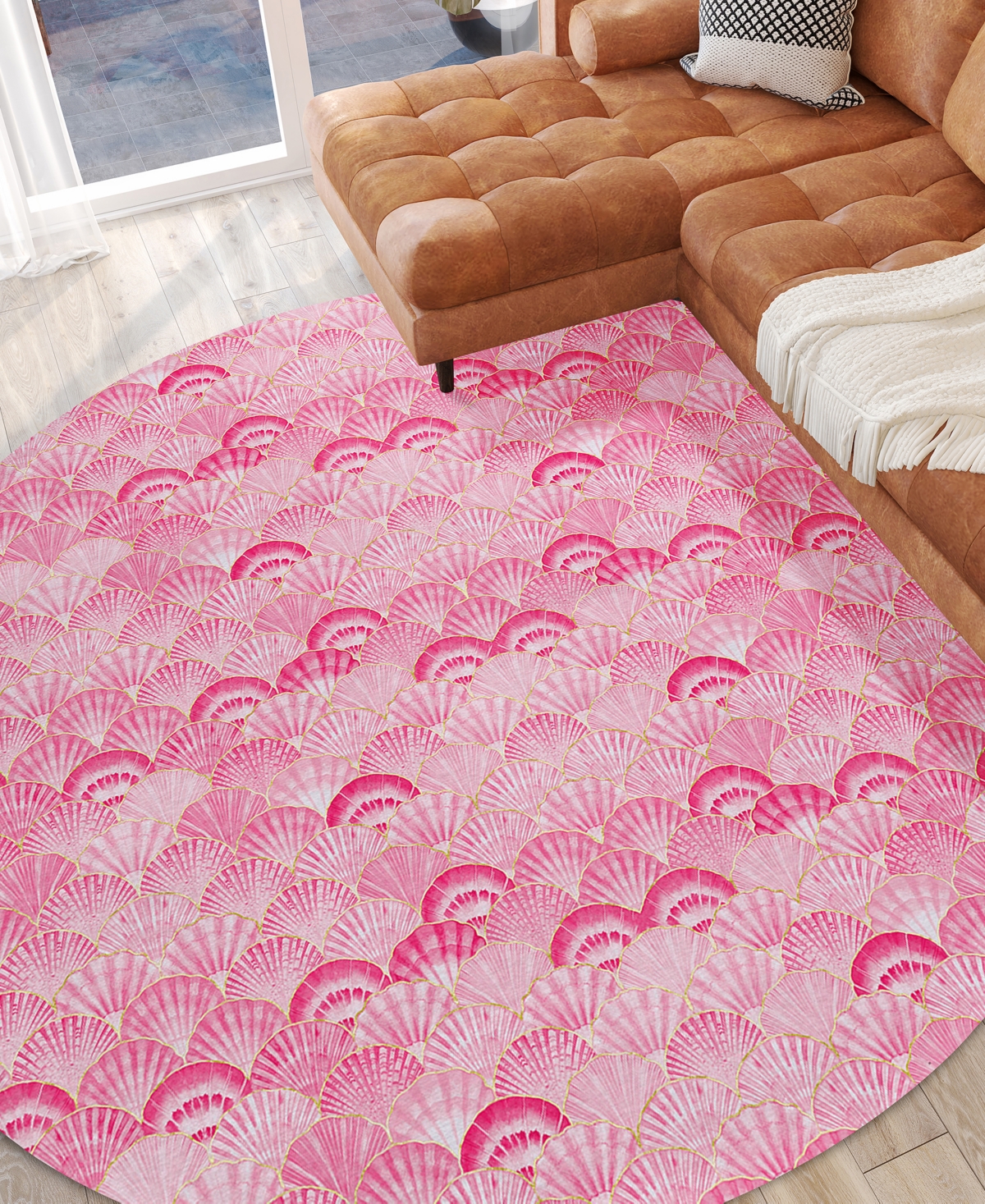 Dalyn Seabreeze Sz2 8'x8' Round Area Rug In Rose