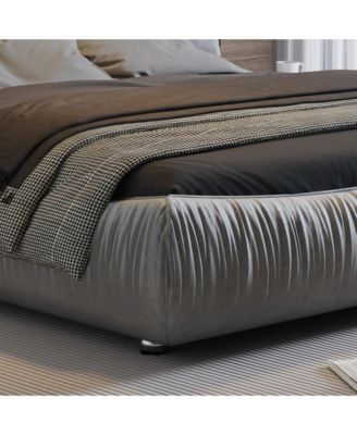 Queen Upholstered Platform Bed with Padded Backrest