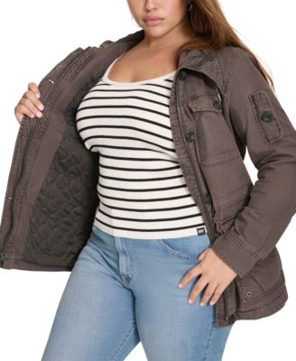 Trendy Plus Size  Cotton Hood Utility Jacket
