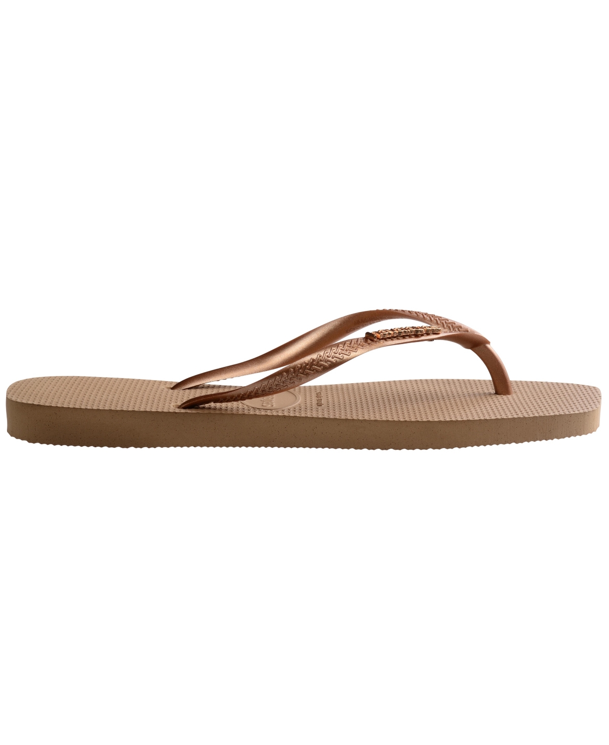 Shop Havaianas Women's Slim Square Logo Metallic Sandals In Rose Gold