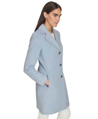 Womens Single-Breasted Wool Blend Coat