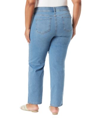 Plus Size Pull-On Straight-Leg Jeans