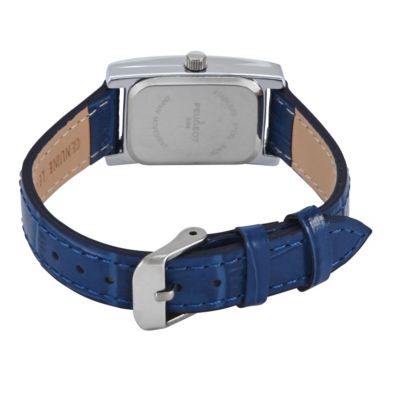 Women's Contour Tank Shape Case Blue Watch with Roman Numerals