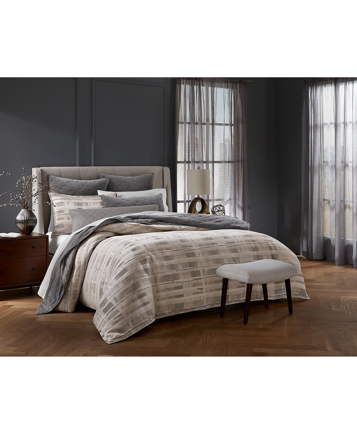 HOTEL COLLECTION BROKEN STRIPE 3-PC. DUVET COVER SET, KING, EXCLUSIVELY AT MACY'S 