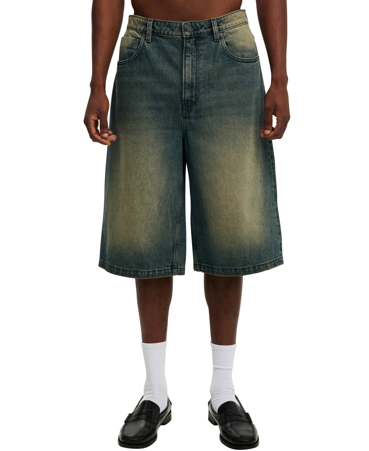 Shop Cotton On Men's Super Baggy Jort Shorts In Washed Blue