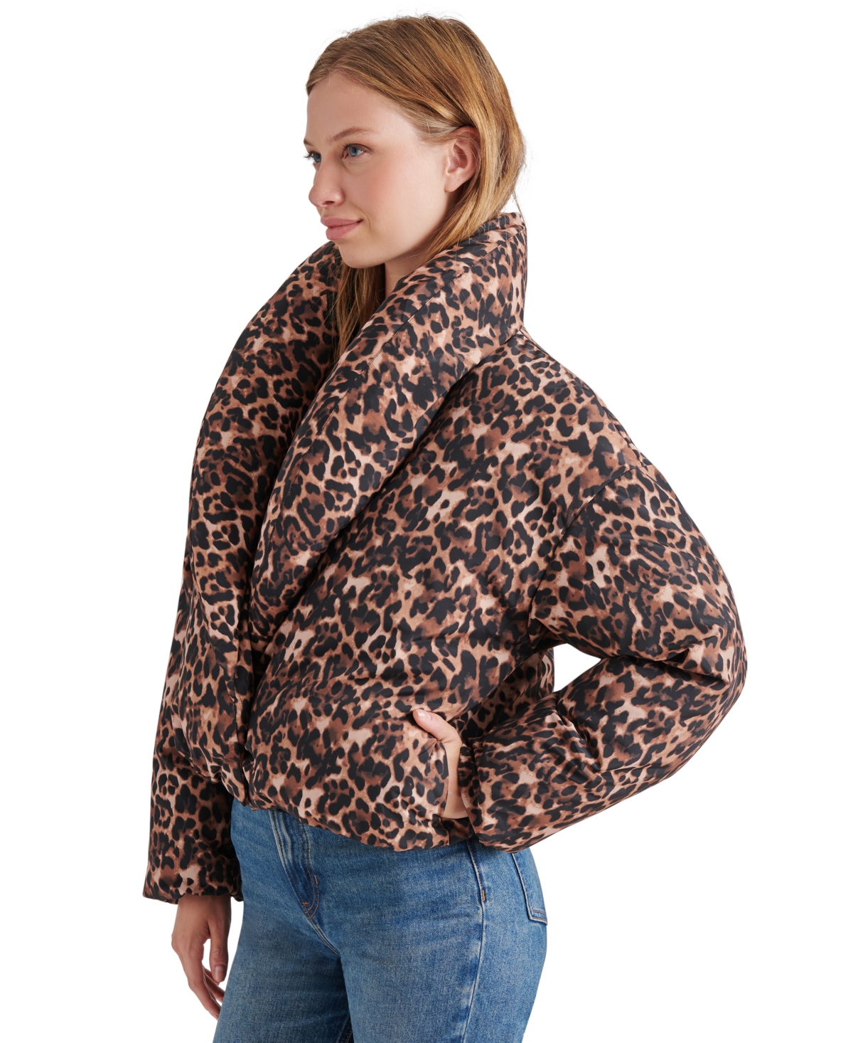 Steve Madden Women's EvyPrint Puffer Jacket - Leopard