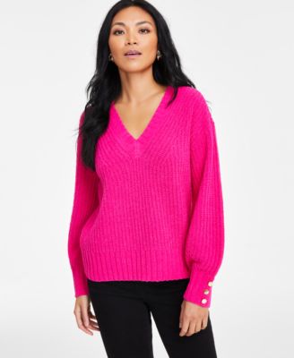 I.N.C. International Concepts - Women's Chenille V-Neck Sweater