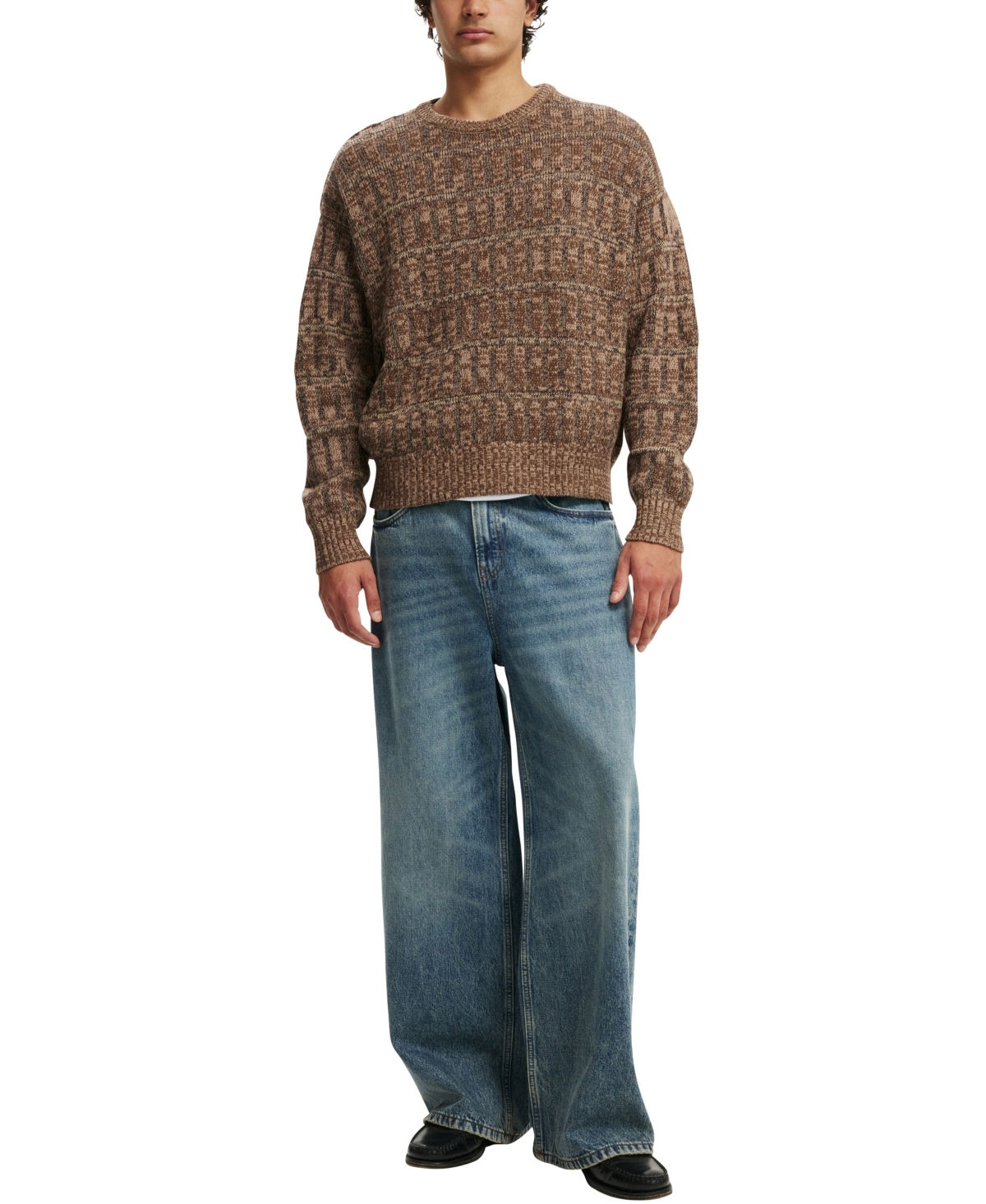Shop Cotton On Men's Garage Knit Sweater In Taupe Pattern