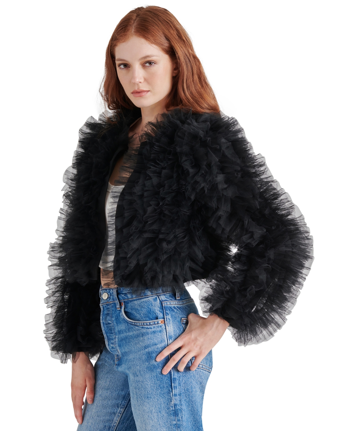 Steve Madden Women's Odile Ruffled Tulle Jacket