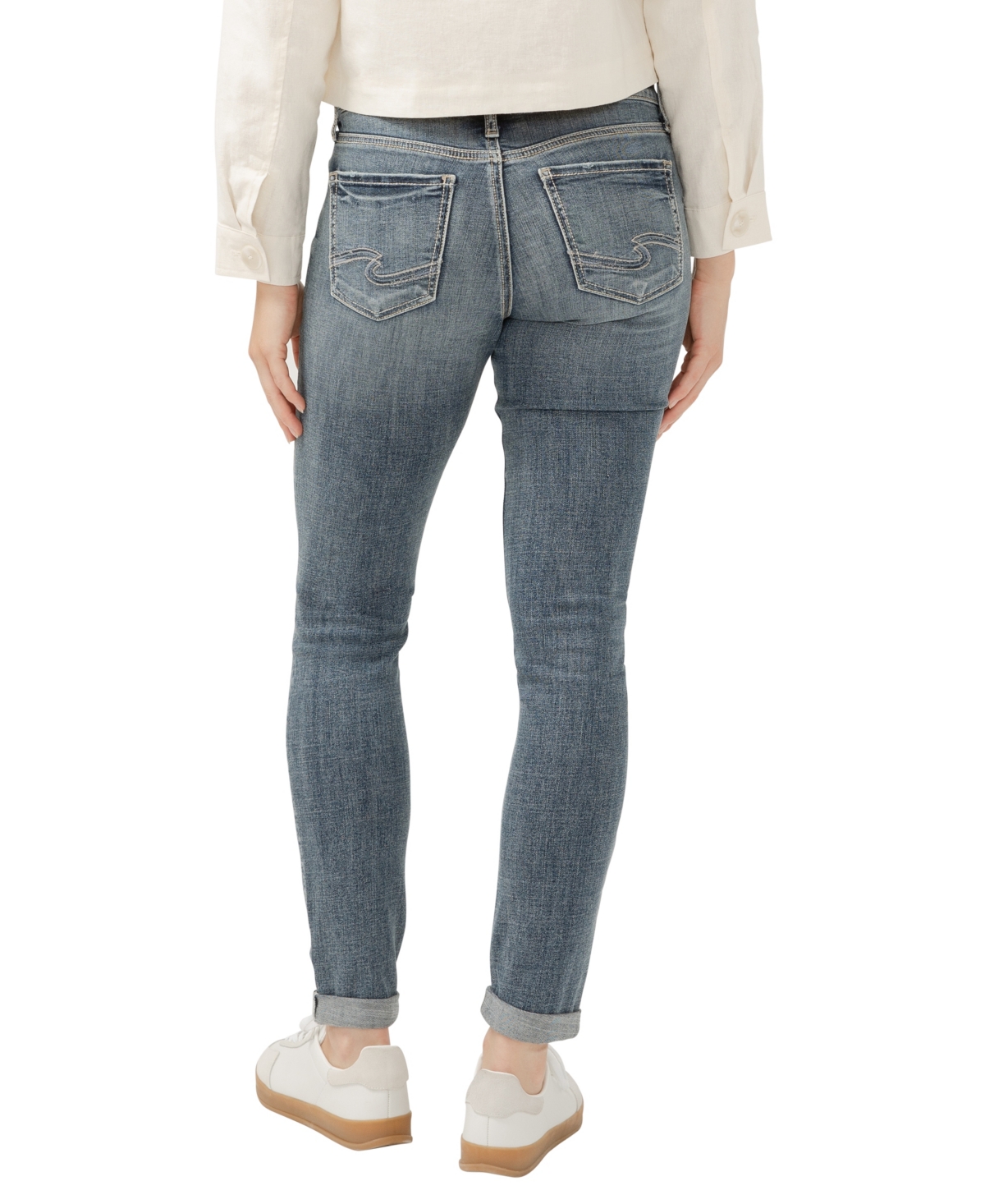 SILVER JEANS CO. WOMEN'S BOYFRIEND MID RISE SLIM LEG JEANS 