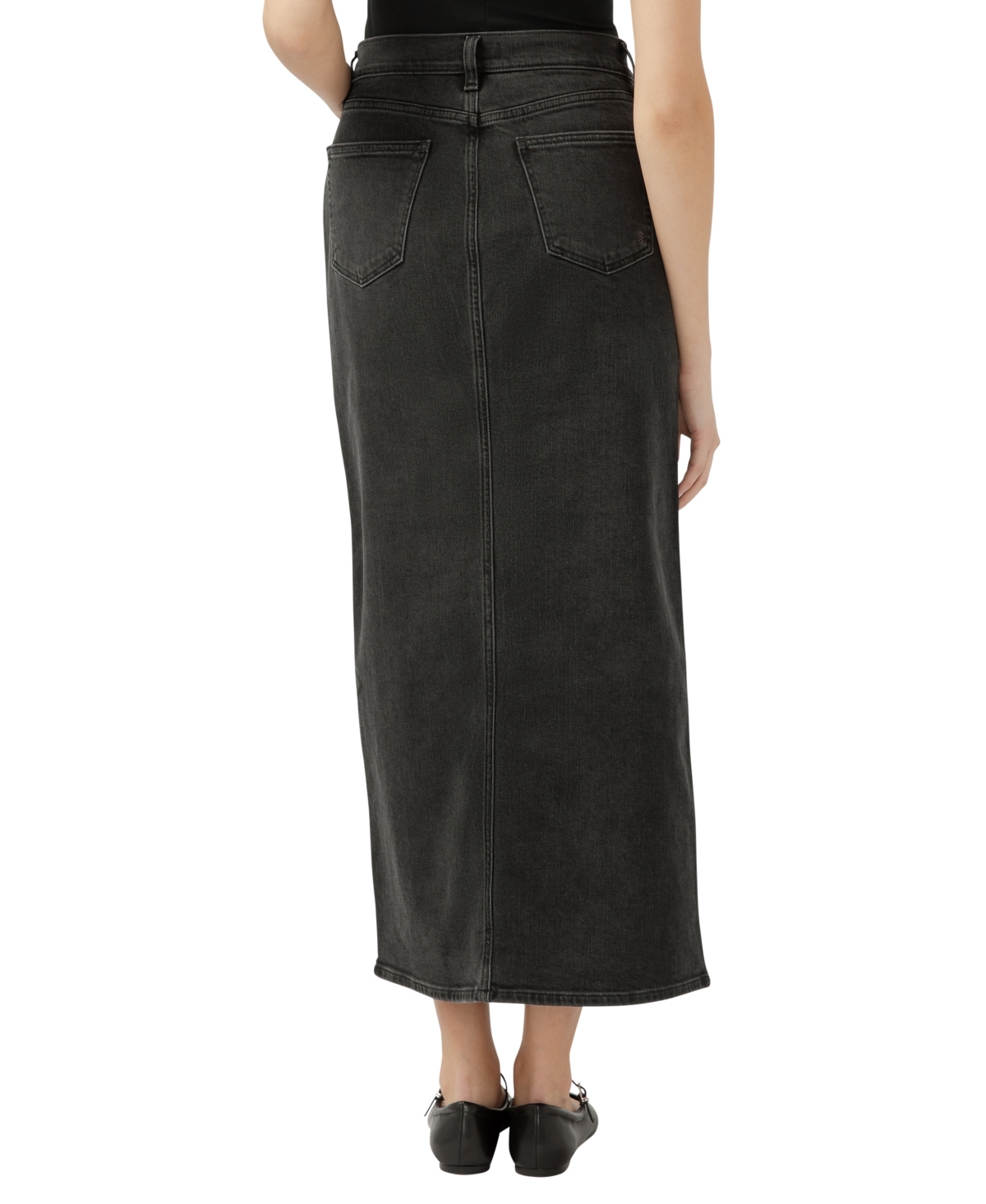 Silver Jeans Co. Women's Front-slit Maxi Jean Skirt In Black