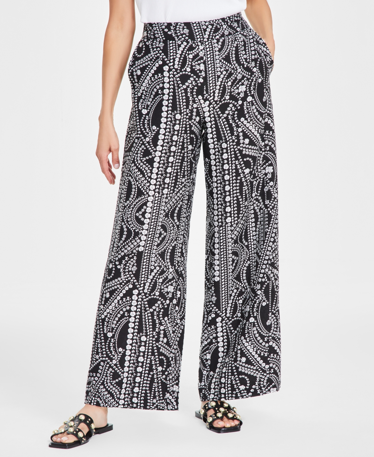 Inc International Concepts Plus Size Floral-print Wide-leg Pants, Exclusively At Macy's In Garden Patch