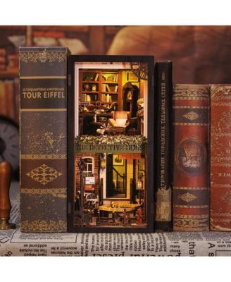 DIY Book Nook Kit with LED Light Dust Cover Bookshelf DIY Miniature Kit Booknook Bookend Stand Bookcase Decor Alley (Rose Detective Agency