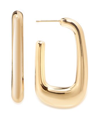 Silver, Gold Plated Brass Puff Dimensional Hoop Earring