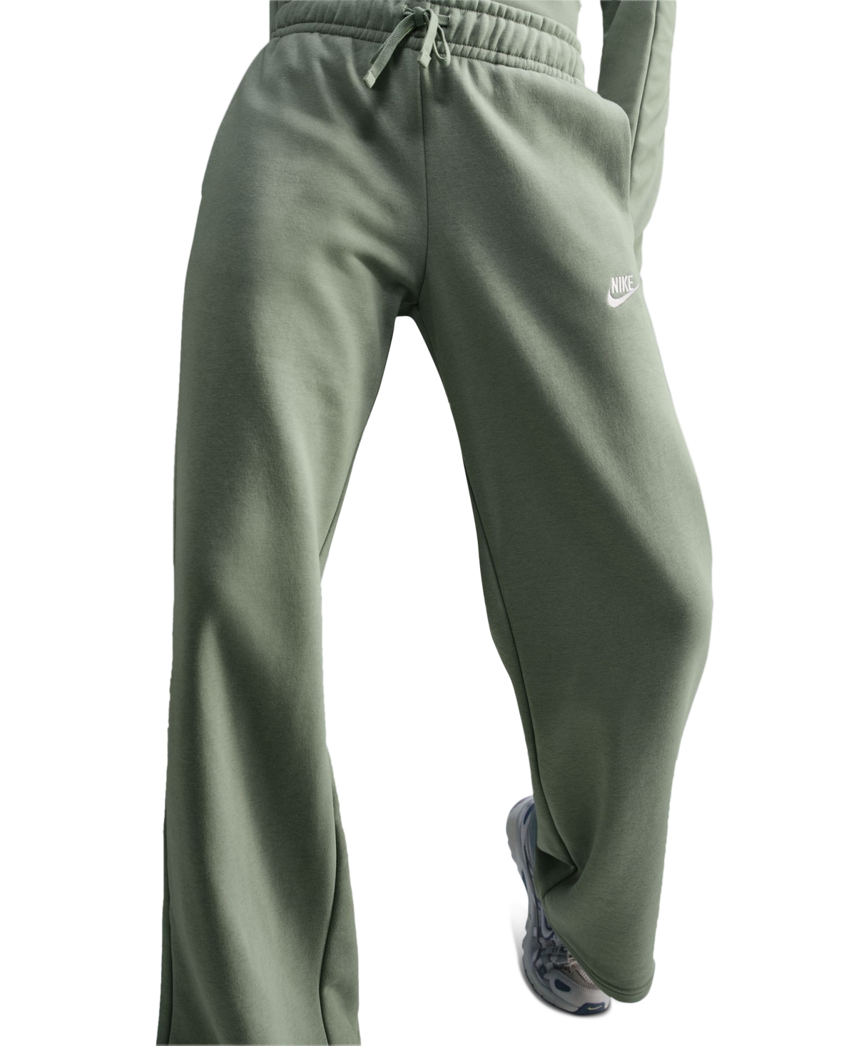 Nike Women's Sportswear Club Fleece Mid-Rise Wide-Leg Sweatpants -whi