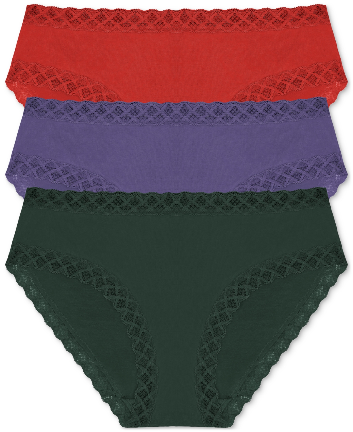 Natori Bliss 3-pack Cotton Blend Briefs In Dark Forest,nightfall,samba