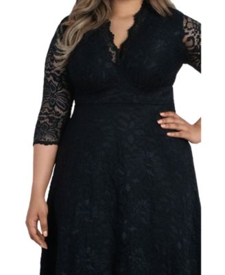 Plus Size Mademoiselle Lace Cocktail Dress with Sleeves