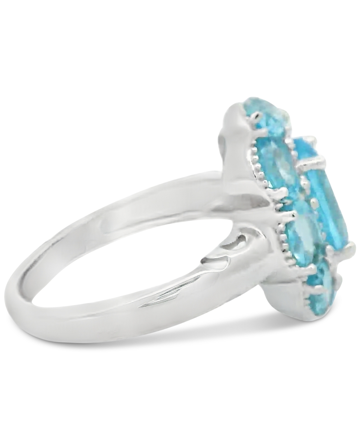 Macy's Swiss Blue Topaz Oval Halo Statement Ring (4-3/8 Ct. T.w.) In Sterling Silver In Ss