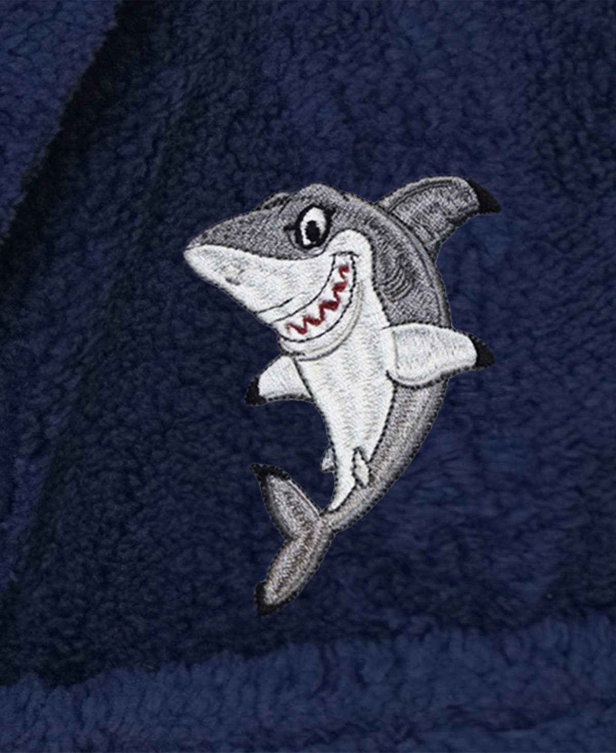Linum Home Kids Shark Super Plush Double Brushed Hooded Bathrobe In Navy