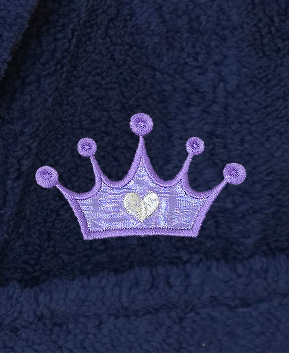Linum Home Kids Crown Super Plush Double Brushed Hooded Bathrobe In Navy,purple